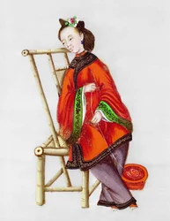 Frau beim Spinnen, Qianlong-Periode (1736-96)